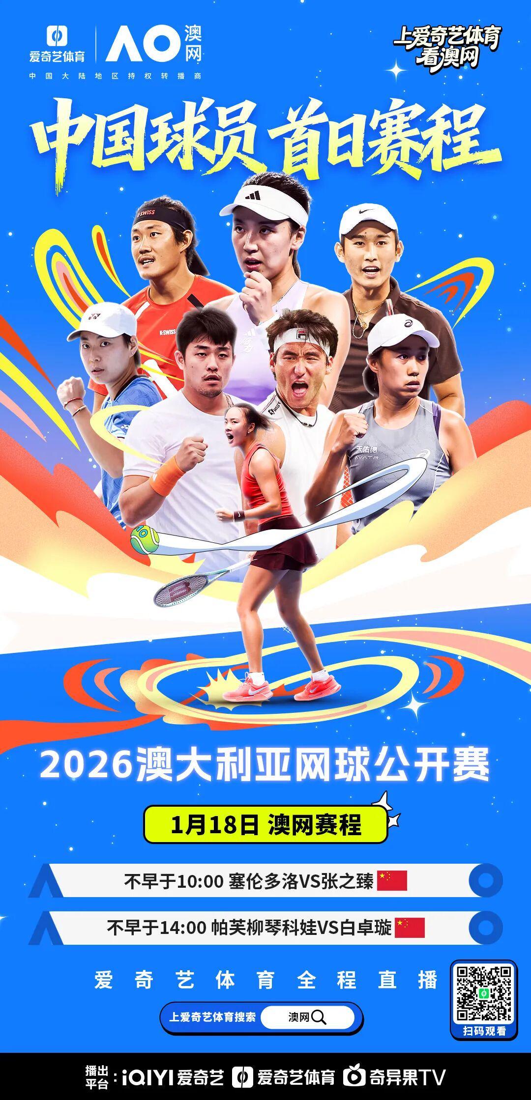 开云体育下载网页版-今日开打！2026澳网首日预告：张之臻白卓璇出战 45岁大威重返墨尔本